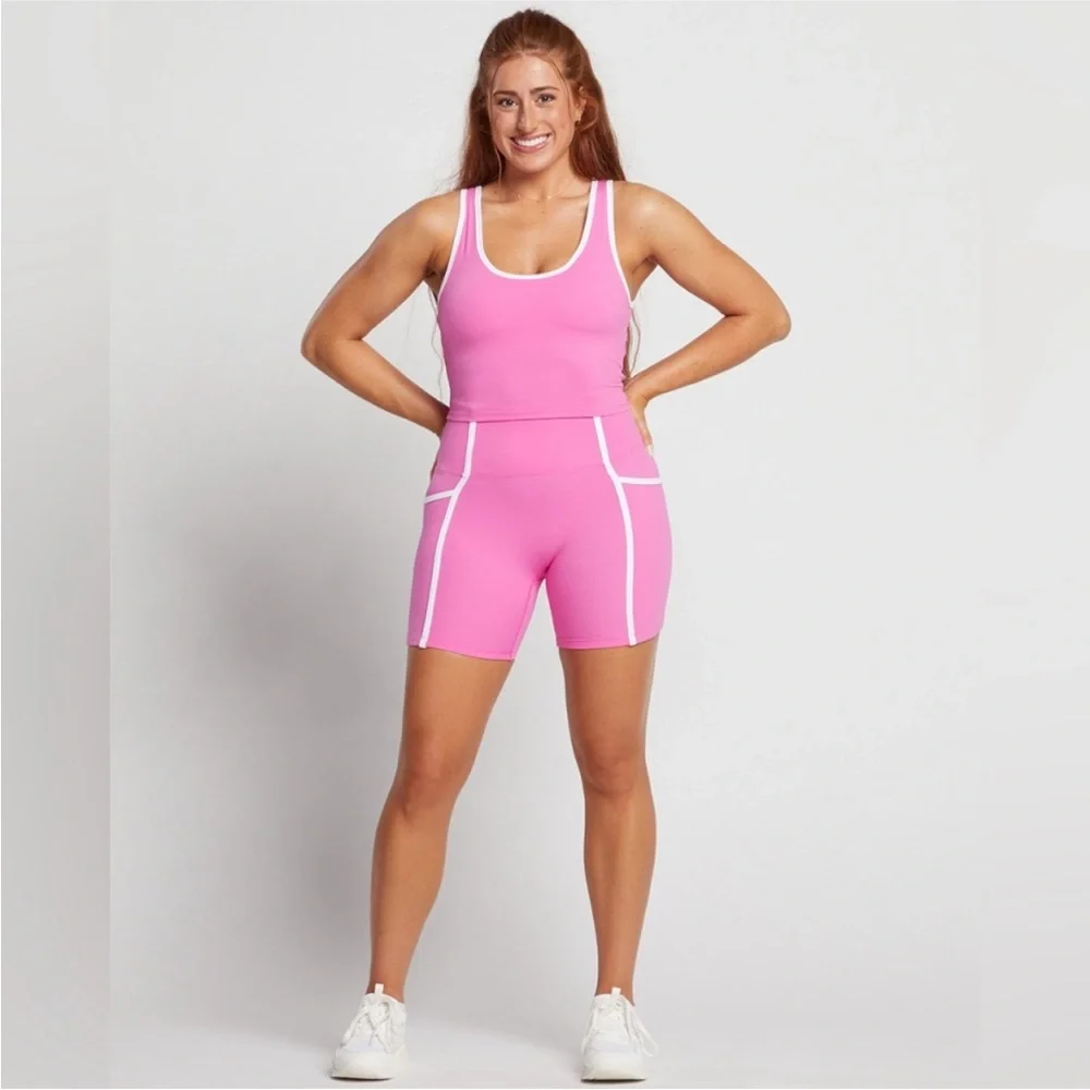 Beach Riot Ash Top & Nola Bike Short Set in Bloom - Picture 2 of 6